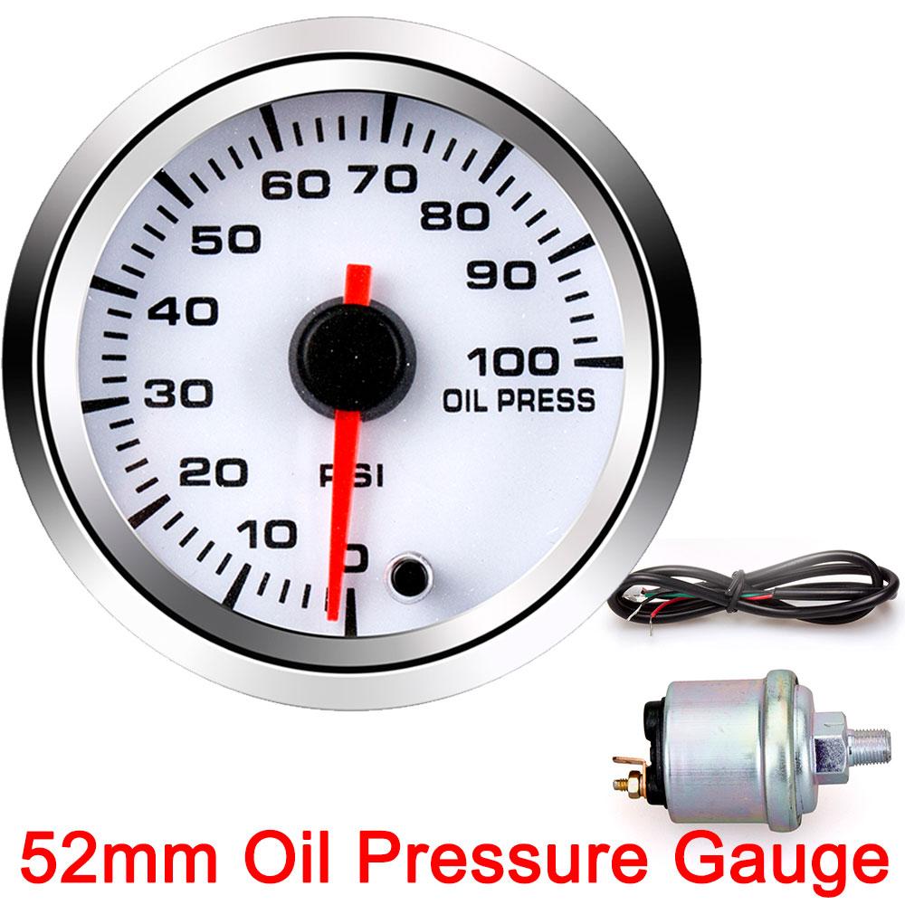 52mm Oil Pressure Gauge Boost Tachometer Voltmeter Air-Fuel Ratio Water Temp Oil Temp EGT Gauge Change 7 Colors Fit for 12V Car