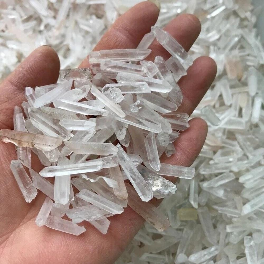 100% 100G/Bag Natural Clear Quartz Healing Crystal Point Wand Energy Stone Raw Rock Mineral Specimen Home Decor