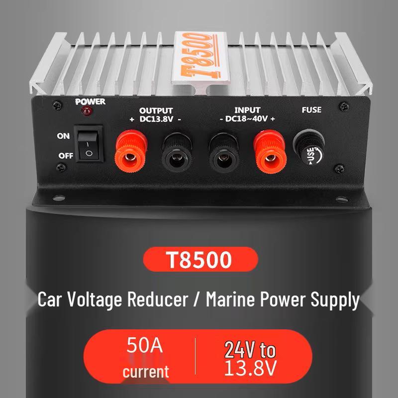 Vehicle Walkie-Talkie Power Supply T8500: 50A Truck Transformer, 24V to 13.8V.