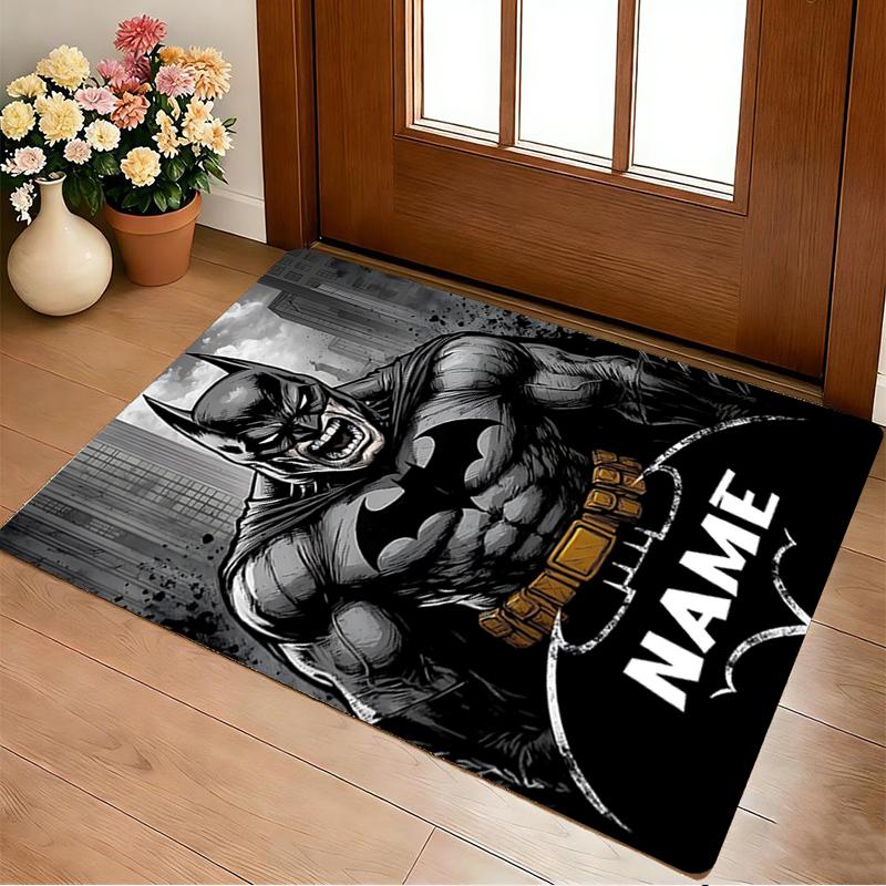 Custom Name Batman's Cityscape Living Room Non-Slip Area Rug Soft Carpet for Bedroom Kids Playroom Sofa Office Home Decor Doormat