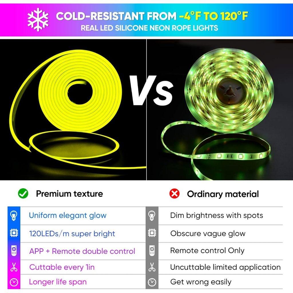 RGB LED Neon Strip Light Bluetooth Control Party Decoration Lamp IP67 Waterproof Lexible Ribbon Rope Light