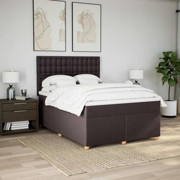 Maison Exclusive - Sommier à lattes de lit avec matelas Marron foncé 140x190 cm