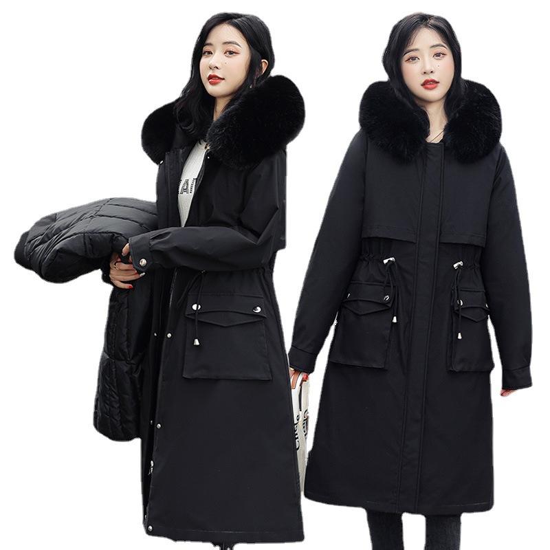 Large size women's winter clothing medium and long new school to overcome fat sister thickened cotton-padded clothes down cotton-padded clothes loose