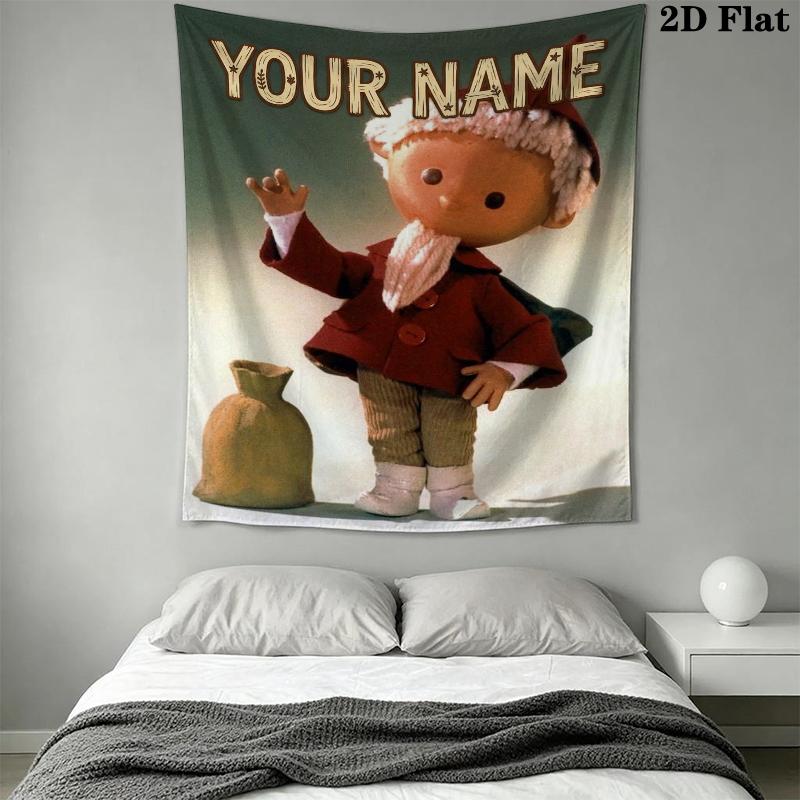 Custom Name Sandmännchen Wall Tapestry Aesthetic Wall Hanging Printed Fabric Blanket Decorative Tapestries for Bedroom Living Room Home Decor
