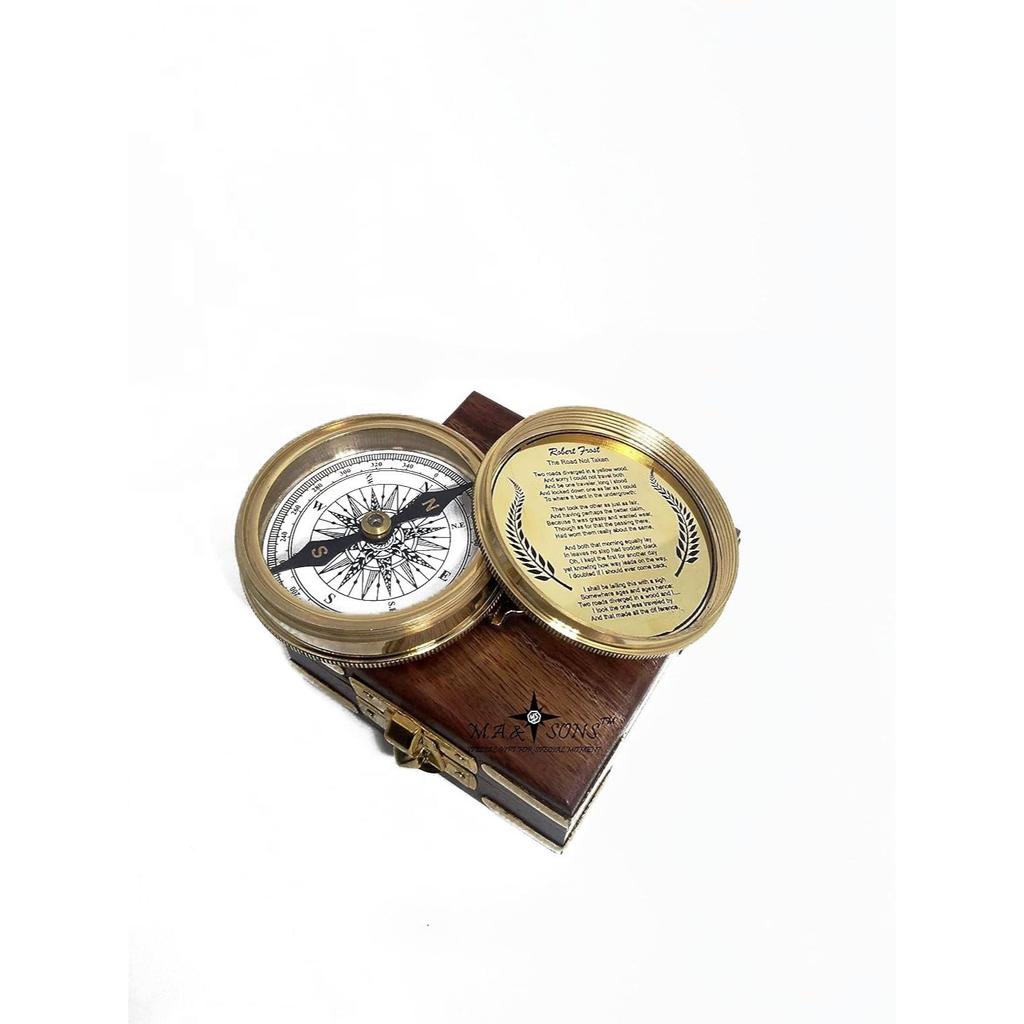 Латунный 100-летний календарь-компас с деревянной коробкой, походный компас для определения направления