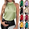 Women's Solid Color Polyester Vest Off Shoulder Hanging Neck Sleeveless Top