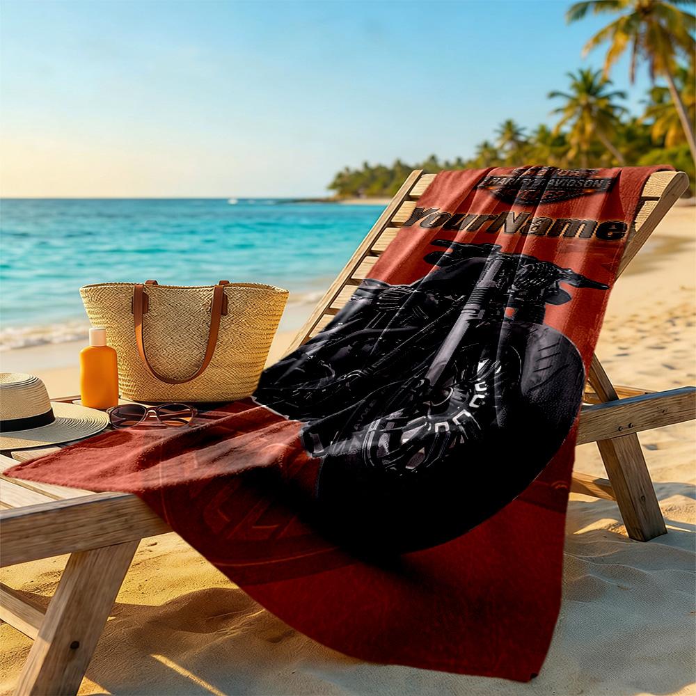 Harley-davidson Motorcycles Personalized Text Beach Towel Super Soft Microfiber Quickdry Fabric Perfect for Traveling Yoga Camping and Swimming