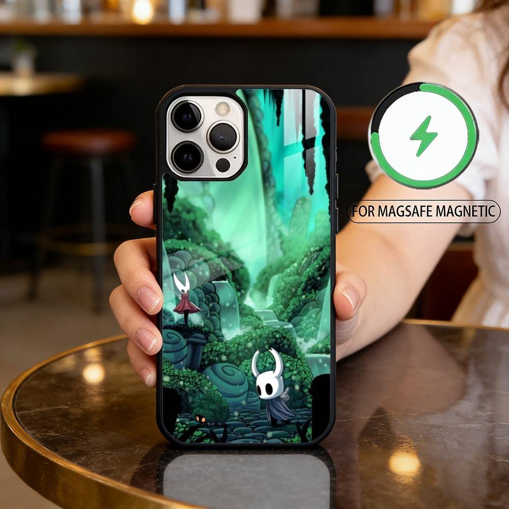 Чехол для телефона H-Hollow Knight Для iPhone 17, 16, 15, 14, 13, 12, 11 Plus, Pro Max Магнитный Для Magsafe Беспроводная Зарядка