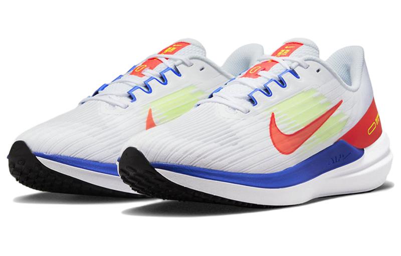 Nike Мужские повседневные тренировочные беговые кроссовки Winflo 9 с нескользящей подошвой, низкие, Бело-красно-синие DX3355-100