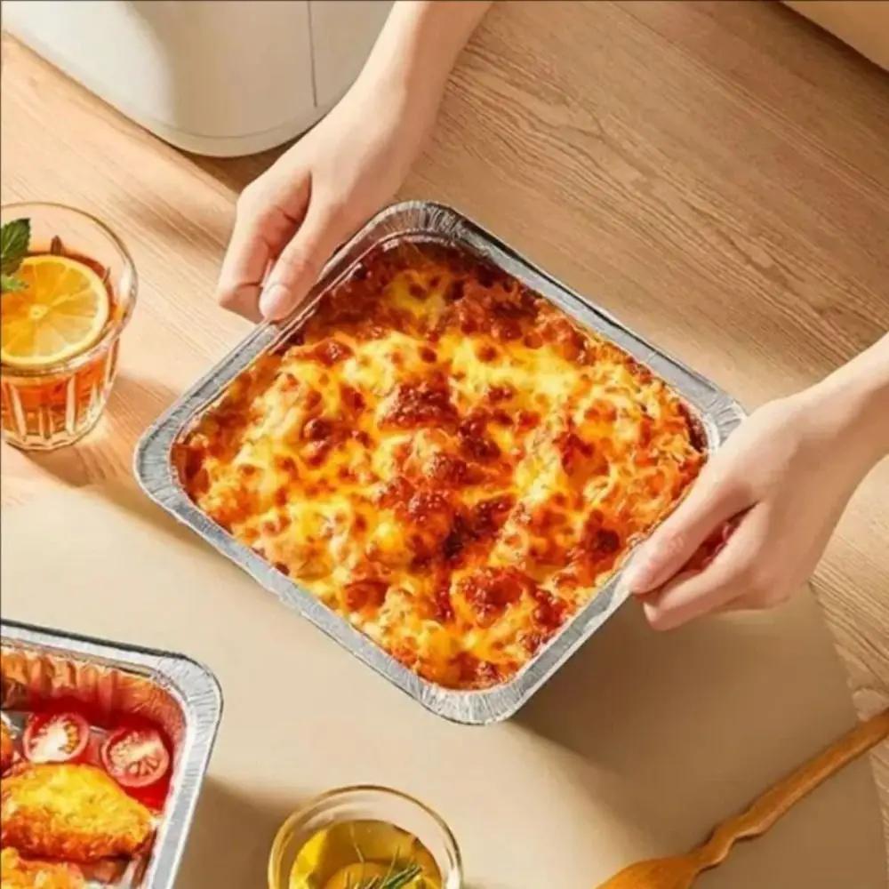 2025 Air Fryer Tin Foil Bowl Household Oven Barbecue Tin Foil Paper Box Thickened Tin Foil Tray