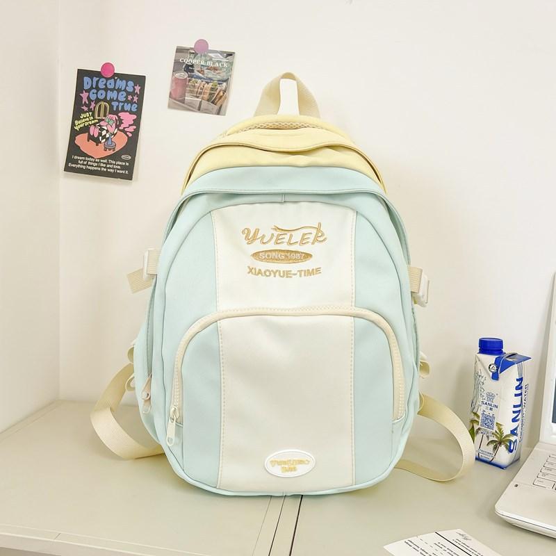Schoolbag High-value schoolbag Female college student Korean version Fashion contrasting color Junior high school backpack Large capacity High school
