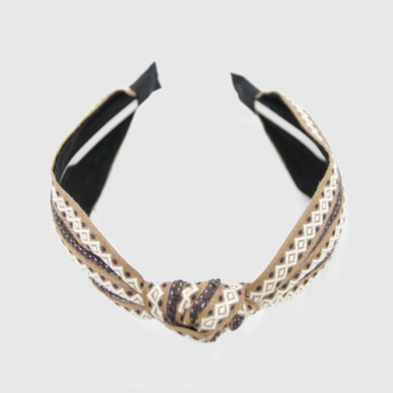 LALA Богемная повязка на голову из импортного кружева - L Бежевый