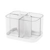 Портативный органайзер с ручкой, штабелируемый держатель для ручек с 4 отделениями, прозрачный органайзер для карандашей для художественных принадлежностей, поделок