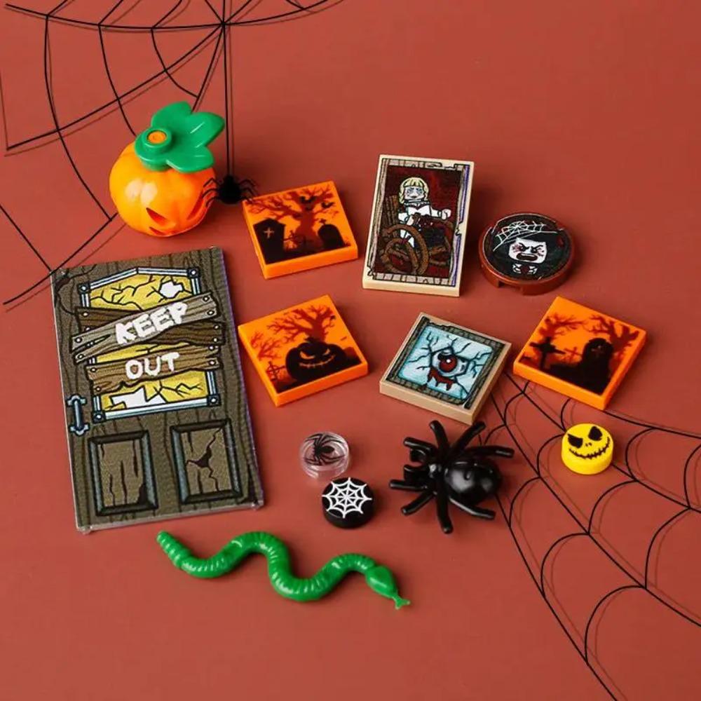 Хэллоуин Сцена Строительный Блок Фигурка MOC Кладбище Надгробие Змея Мышь Тыква Машина Летучая Мышь Уличный Фонарь Свеча Кирпичный Игрушка Подарок K023