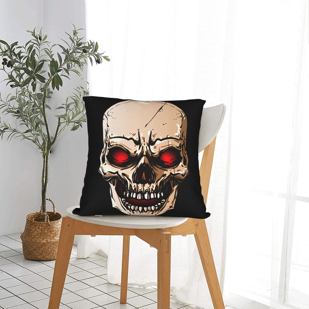 Black Grey Skull Face Día De Los Muertos Pillow Case Comfy Pillow Cover Vintage Cushion Cover For Living Room Sofa
