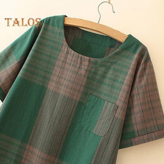 2 шт./компл. женская футболка и брюки комплект плюс размер домашней одежды наряд соответствующего цвета клетчатый принт круглый вырез с короткими рукавами топ широкие эластичные свободные брюки