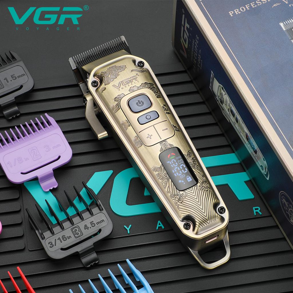 VGR V-005 Металлическая машинка для стрижки волос Ретро Электрическая машинка для стрижки Резная машинка для стрижки волос Машина для стрижки волос Беспроводная машинка для стрижки Цифровой дисплей Машинка для стрижки волос Машинка для стрижки с масляной головкой