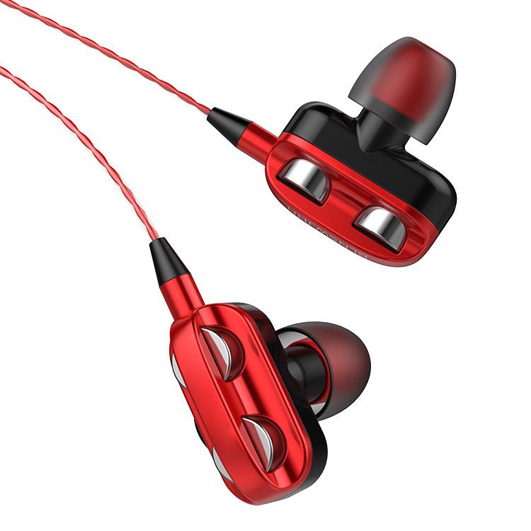 Спортивный дизайн вкладышей HIFI Проводные D Стерео Двойной драйвер
