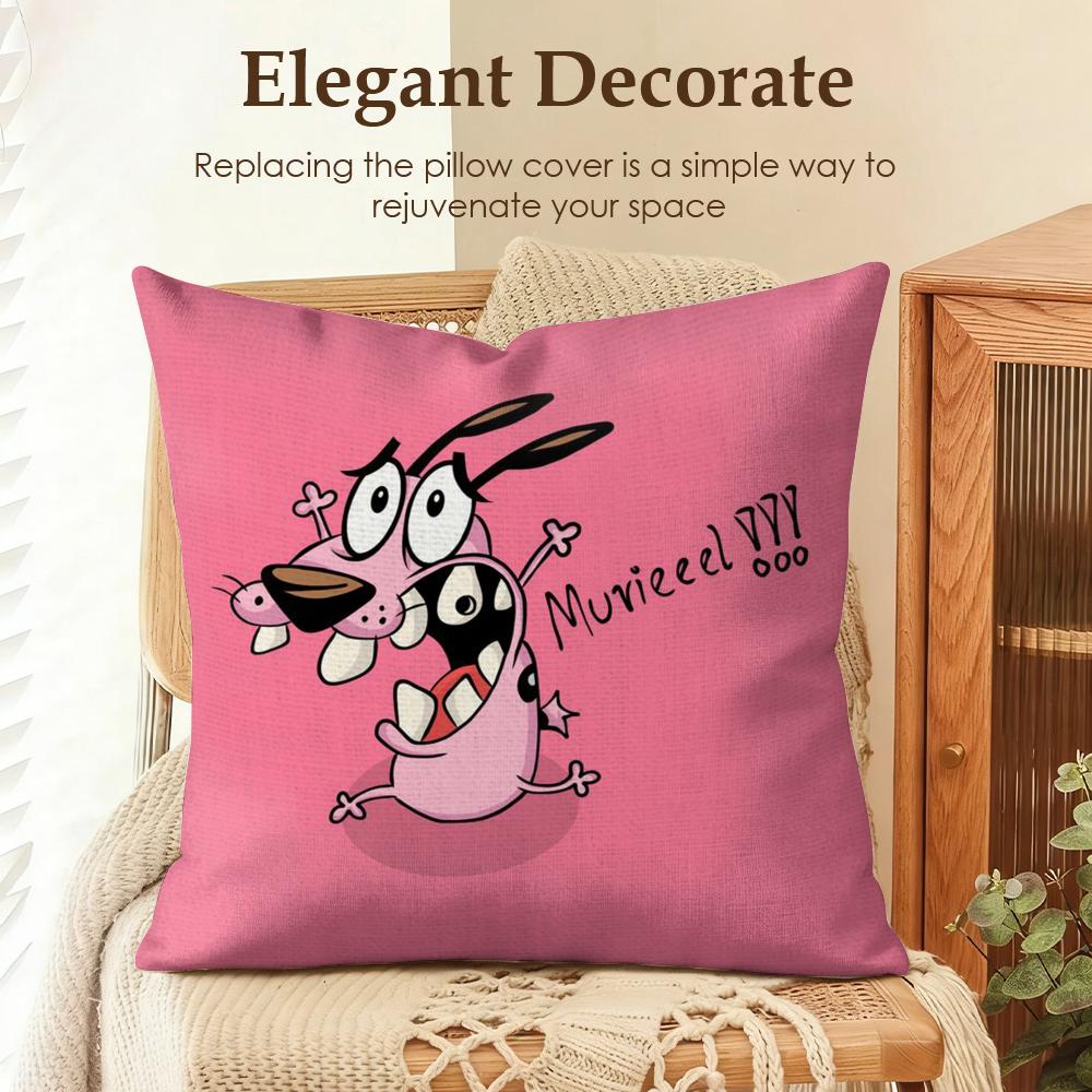 CCourage CCowardly Dog Cushion Cover Natural Linen Organic Fabric DoubleSided Printing Sofa Home Decor Gift Pillow Case