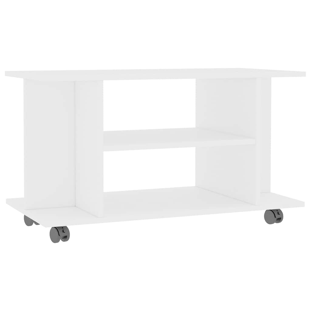 TV Cabinet with Casters White 80 x 40 x 45 cm Engineered Wood