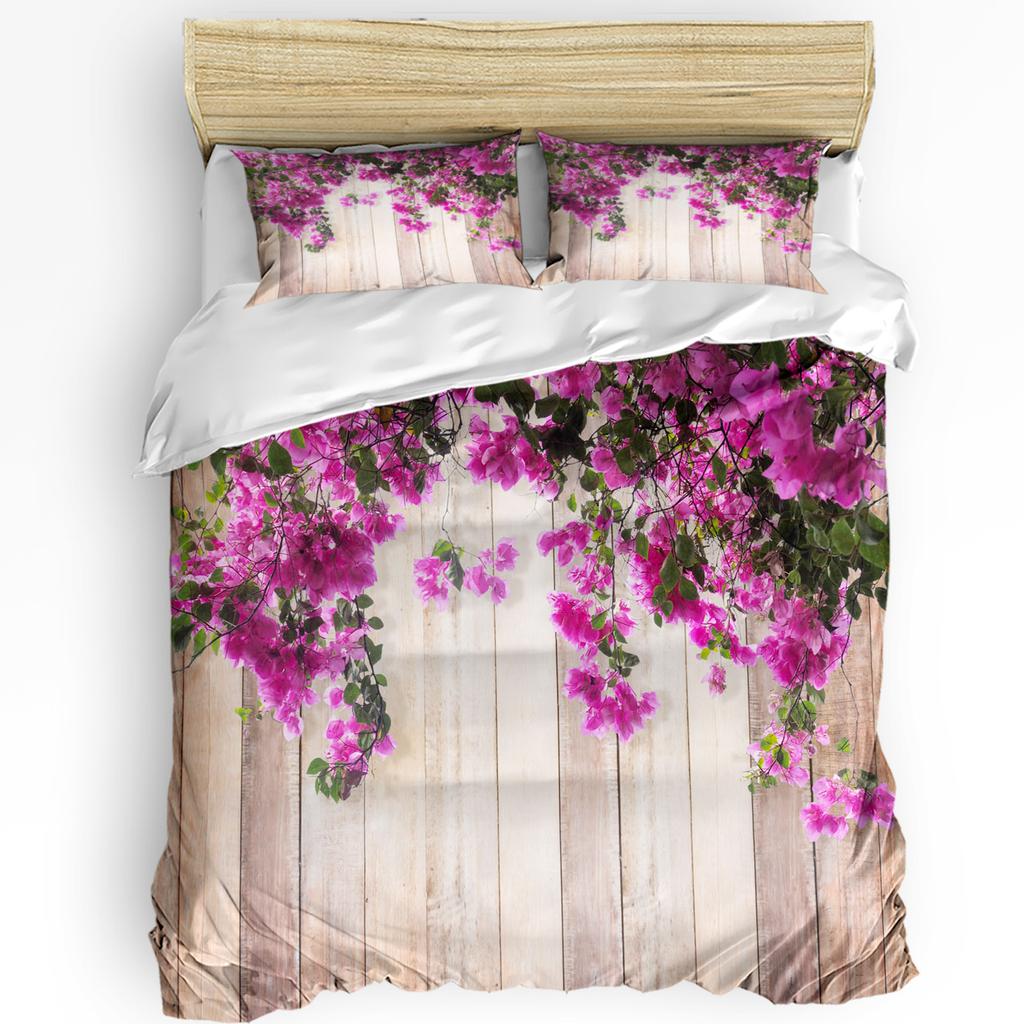 Lavender Purple Flowers Leaves Retro 3pcs Bedding Set For Bedroom Double Bed Home Textile Duvet Cover Quilt Cover Pillowcase