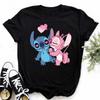 Disney Lilo Stitch Cute Cartoon Print Women T-Shirt Summer Streetwear Short Sleeve T Shirt Fashion Casual Female Clothes Tops