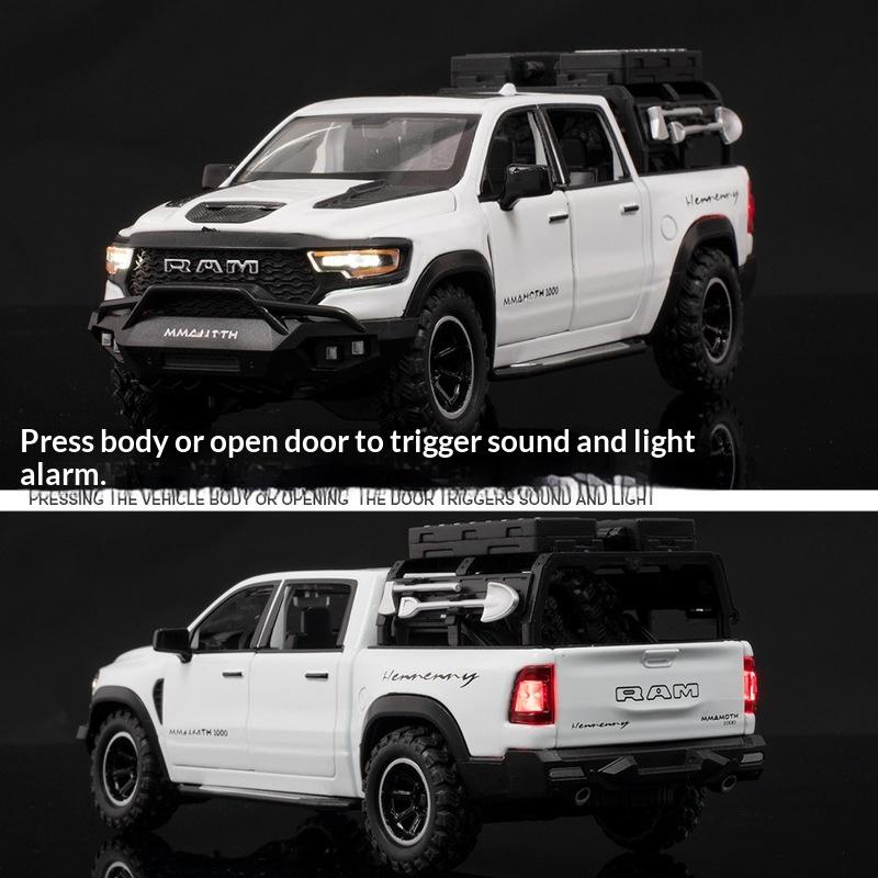1:32 Dodge Ram 1000 Trx Mammoth Picku Alloy Car Model Sound And Light Pull Back Children'S Toy Collectibles Birthday Gift 1111