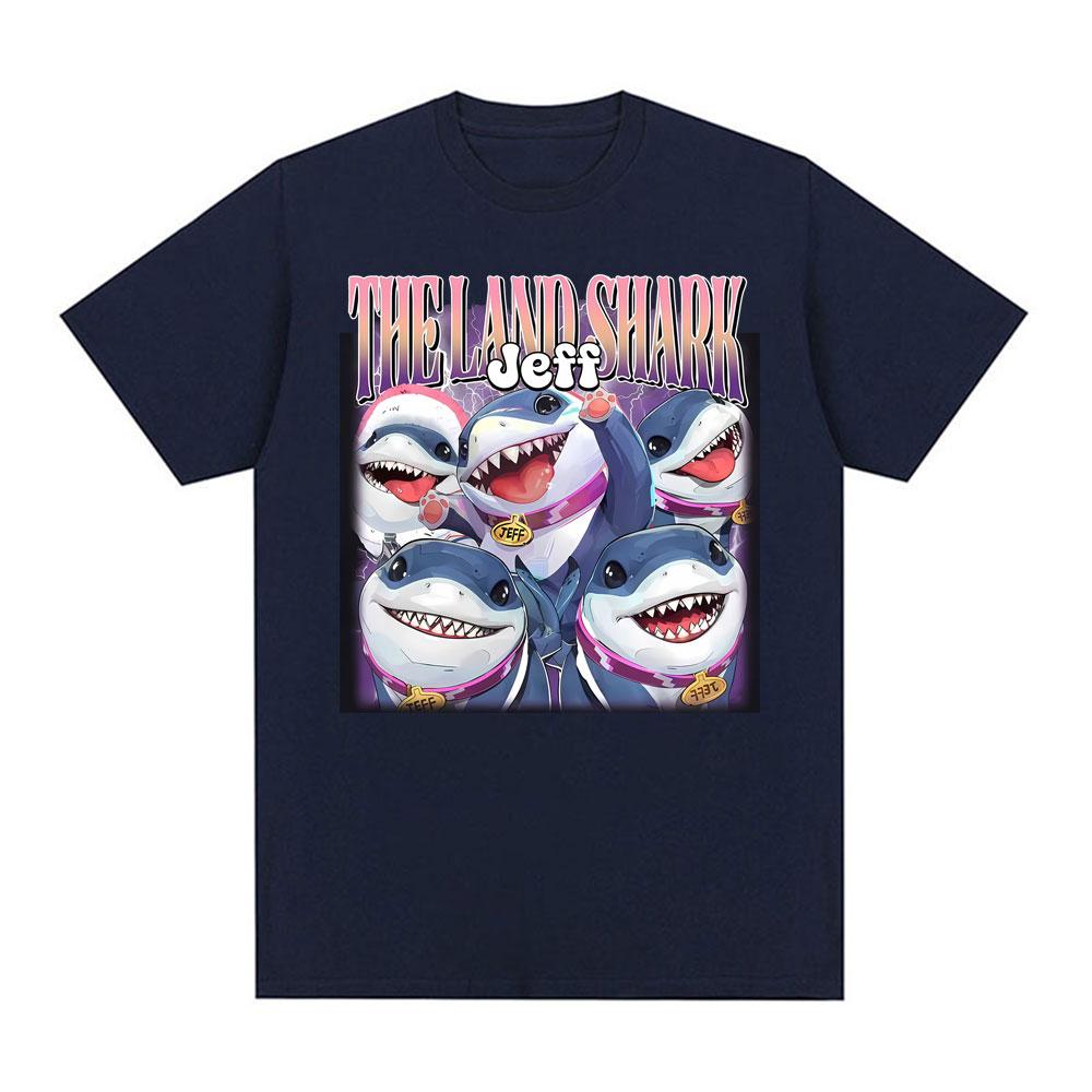 Jeff The Landshark Superhero Shark Printed Tshirts Unisex Women Street Vintage Hot Sale T Shirt Short Sleeve ONeck Cotton Tshirt