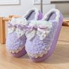 Bow New Cotton Slippers Women's Winter Indoor Home Soft Sole Non-slip Warm Plush Thick-soled Confinement Shoes