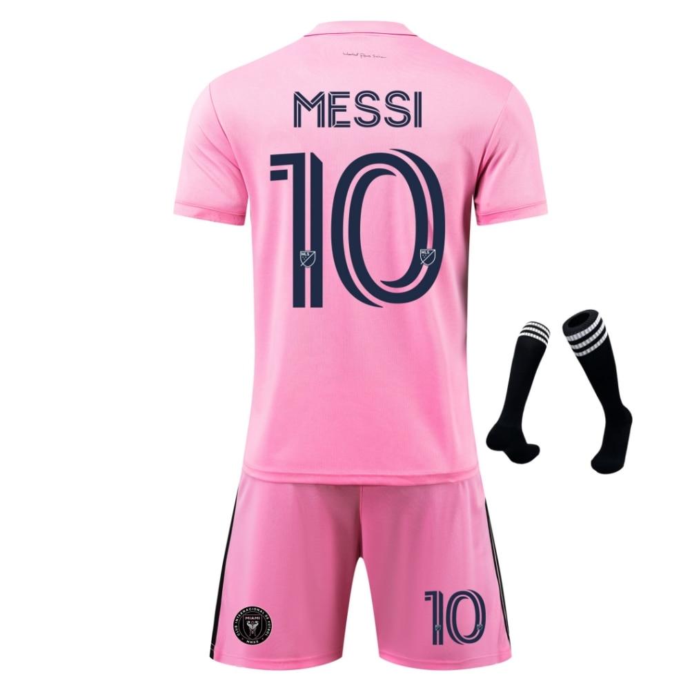 Kids Miami Messi Soccer Jersey Set Quick Dry Breathable Football Training Kit Children Sportswear