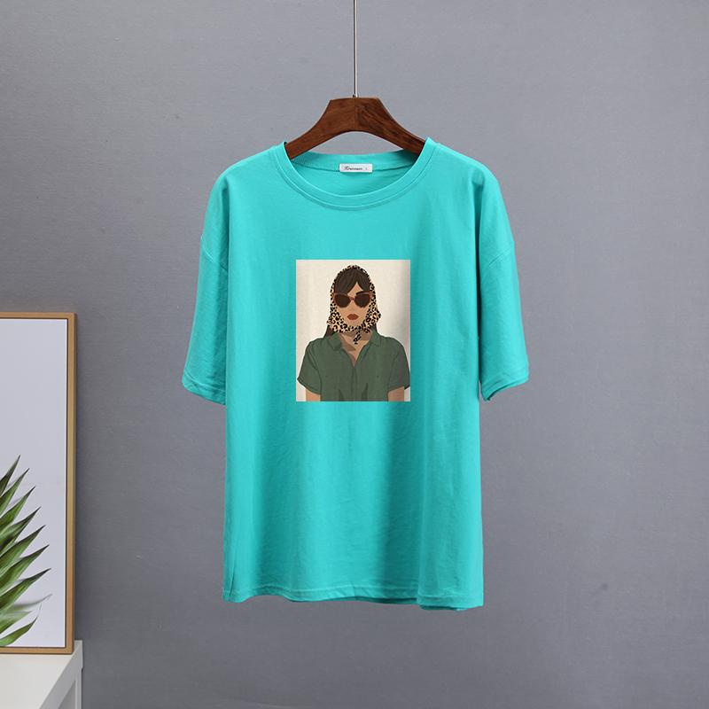 Hirsionsan летние футболки из 100% хлопка с принтом персонажей, женские повседневные простые базовые футболки, женские модные универсальные топы