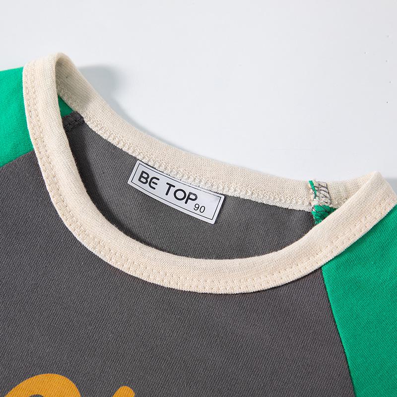 Топ для мальчиков в корейском стиле из хлопка - С мультяшным принтом, с длинным рукавом, идеально подходит для весны и осени