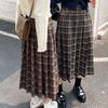 Длинная клетчатая юбка, женская трапециевидная юбка с высокой талией, тонкая лоскутная винтажная плиссированная школьная юбка миди, осенняя японская униформа