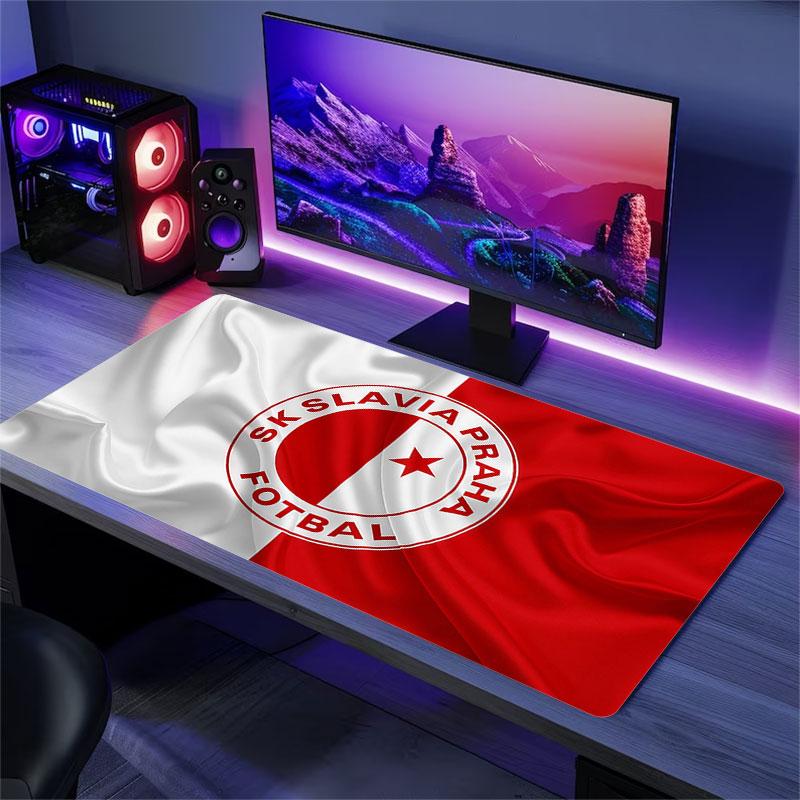 SK Slavia Praha Mouse Pad, Large Gaming Desk Mat, Non-slip XXL Mousepad for Laptop & Tablet, Mini PC Playmat with Stitched Edges