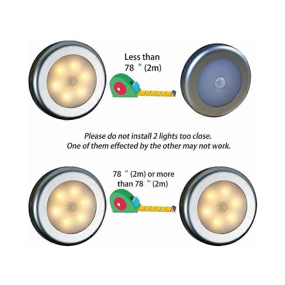 Wireless Motion Sensor LED Lights (3 Pieces) for Closet, Stairs, Hallway, Kitchen, Bedroom (Silver Warm Light)