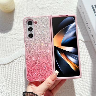 Для Samsung Galaxy Z Fold 6 5 4 3 5G чехол на ощупь с блестками и градиентом складной противоударный защитный твердый чехол аксессуары