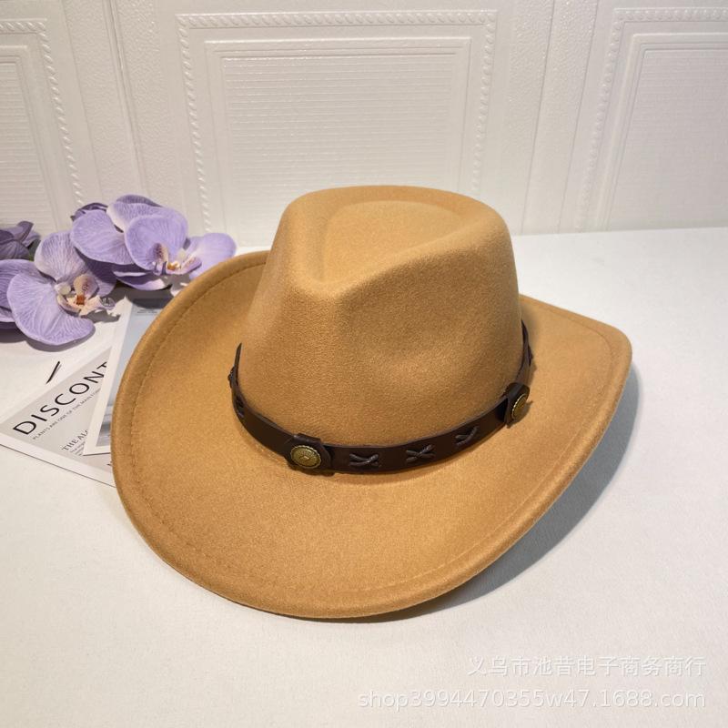 New minority woolen hat European and American men and women couple hat woolen western cowboy top hat tide