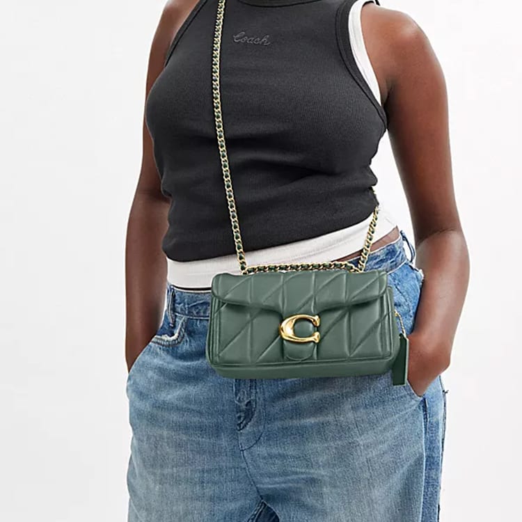 COACH Tabby Leather Shoulder Bag Small Women's Gray Green CP149-B4SG