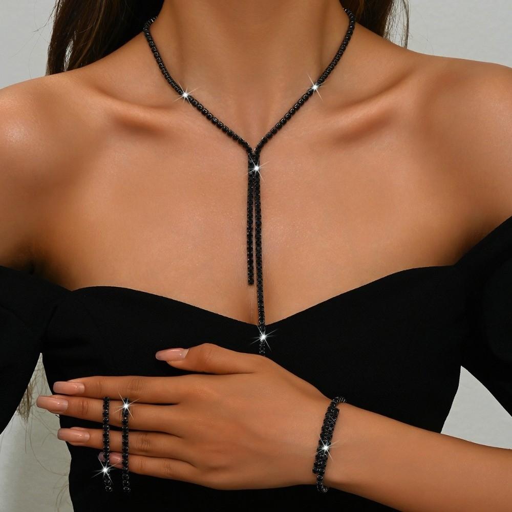 Набор ювелирных изделий из 4 шт. со сверкающими стразами Изысканный набор с кристаллами Свадебная вечеринка