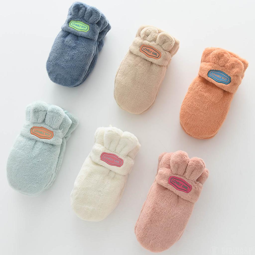 Children's Plush Gloves with All Fingers and Full Toe Cover