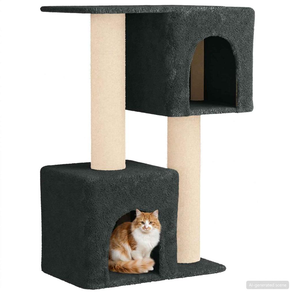 Cat Tree with Sisal Scratching Posts Dark Grey 114 cm