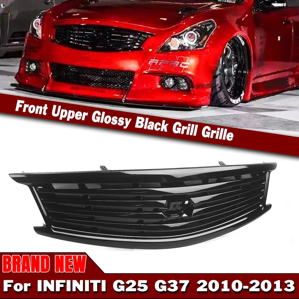 Для Infiniti G25 G37 4-дверный седан 2010-2013 Q40 Глянцевый/Матовый черный/Под карбон Передняя решетка Решетка Верхняя часть бампера Сетка на капот