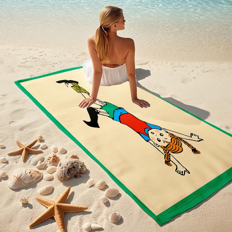 1Pc Pippi Adventure Beach Towel Microfiber Beach Towel Thin Absorbent For Beach Swimming Yoga Bath Sports 0917274