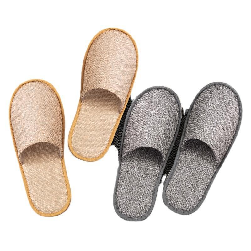 Четырехсезонные нескользящие тапочки из хлопка и льна для отелей и салонов красоты
