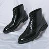 FashionClassic Pointed Leather Boots for Men Lace Up Oxfords Low-heel Dress Boots for Men High Top Formal Shoe Men Ankle Boots