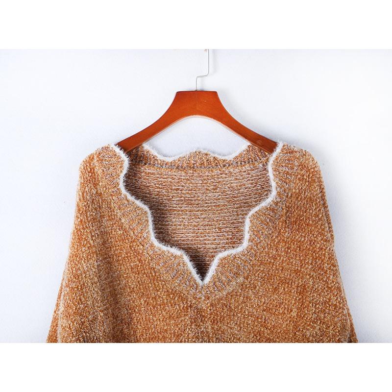 Пуловер с V-образным вырезом, теплый мягкий тканевый милый пуловер, разноцветная трикотажная базовая рубашка, женская повседневная рубашка с длинными рукавами, осень-зима