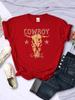 Summer Womans TShirts Vintage Simple Cowboy Printing Tops Breathable Soft ONeck Short Sleeve Casual Cartoons Female Clothes