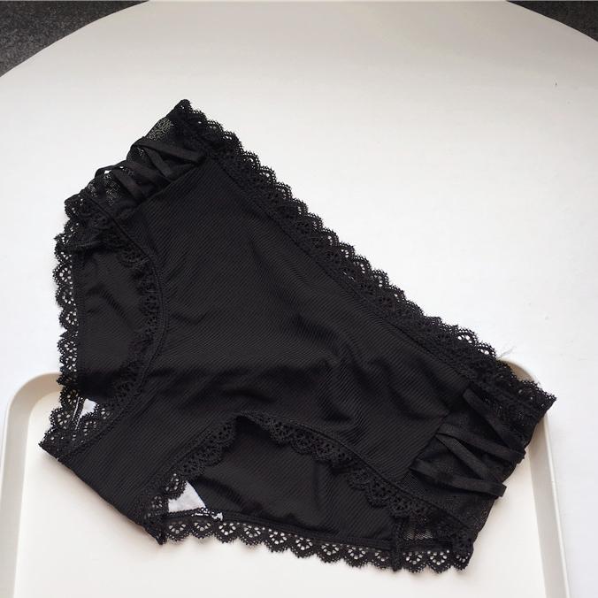 Милое сексуальное женское нижнее белье из ледяного шелка с кружевной кромкой и низкой талией, эластичное большое женское нижнее белье из ледяного шелка