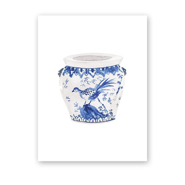 Watercolor Chinoiserie Vases Prints Ming Porcelain Blue and White China Art Canvas Painting Eastern Art Poster Wall Art Decor
