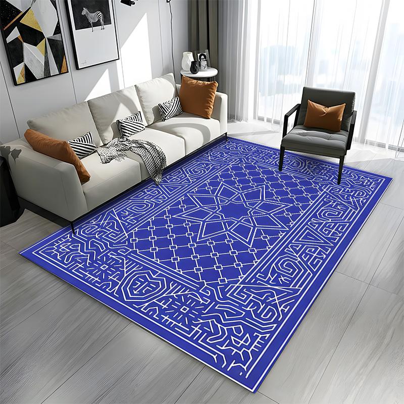 Geometric Blue Pattern Rug Design Patterned carpet a non slip rug suitable for all seasons and any setting, gift